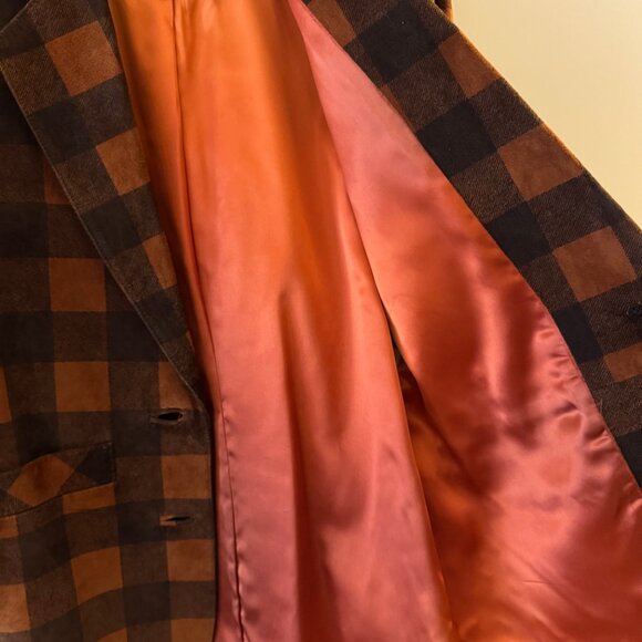 Vintage Danier Leather Suede Blazer Jacket Orange Checker Size XS Preowned - Picture 6 of 9